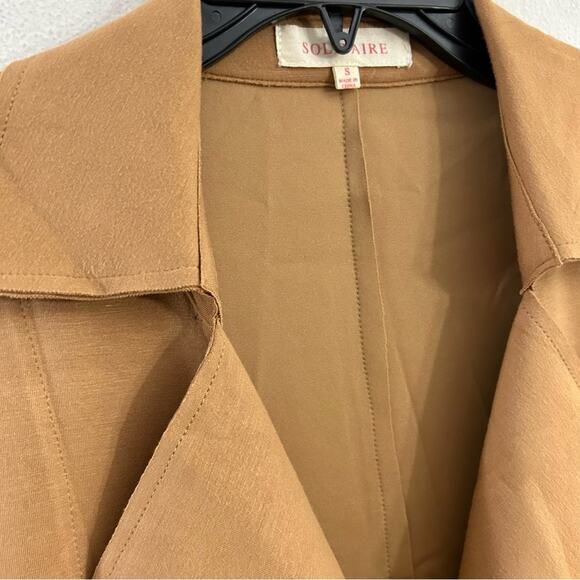 Anthropologie Solitaire camel Long mid length blazer 6 button casual Old Money S - Picture 4 of 11